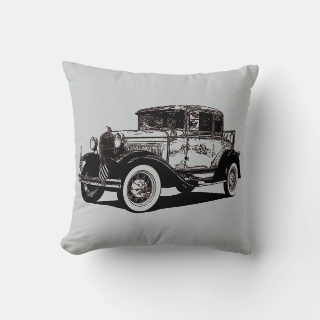 Cool and Fun Photo Illustration of Antique Car Cushion (Front)