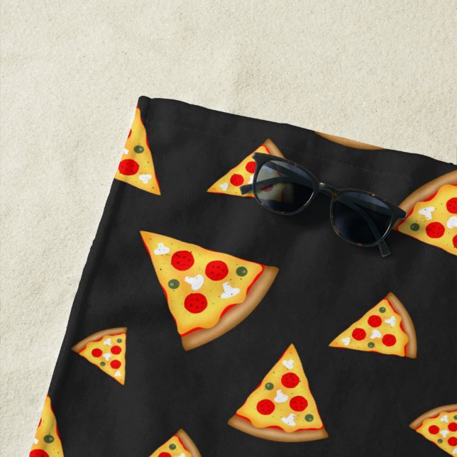 Cool and fun pizza slices pattern beach towel (In Situ)