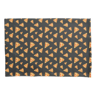 Cool and fun pizza slices pattern dark grey pillowcase