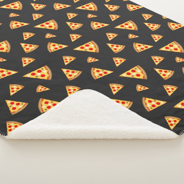 Cool and fun pizza slices pattern dark grey sherpa blanket (3/4)