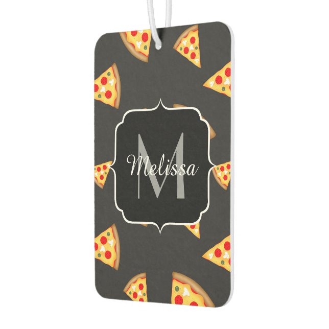 Cool and fun pizza slices pattern Monogram Car Air Freshener (Left)