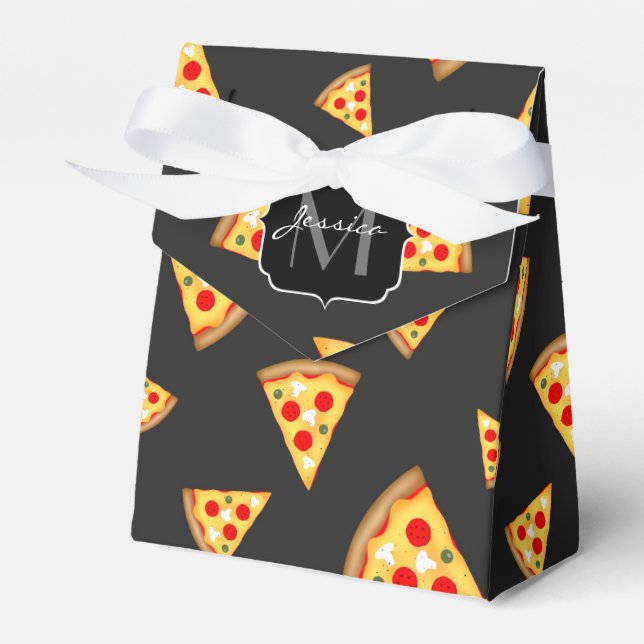 Cool and fun pizza slices pattern Monogram Favour Box (Front Side)