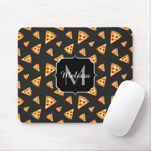 Cool and fun pizza slices pattern Monogram Mouse Pad