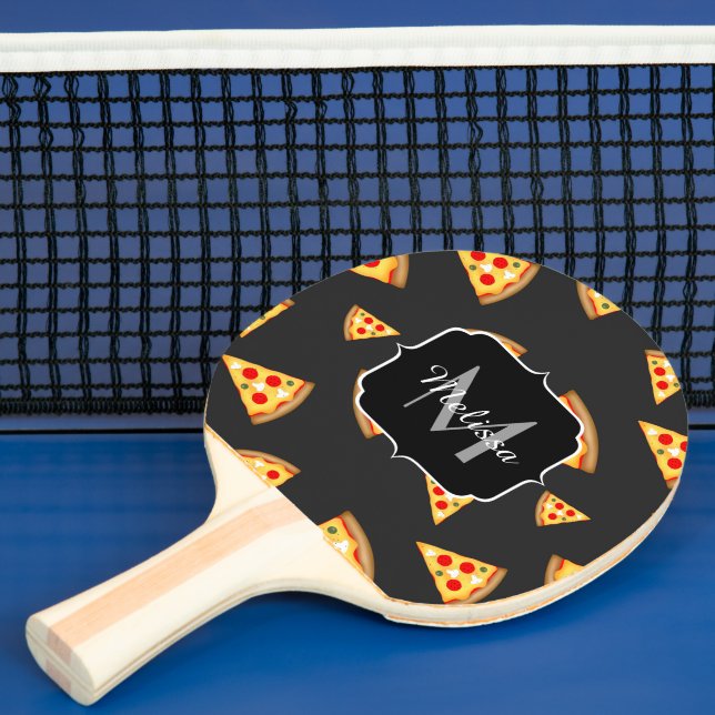Cool and fun pizza slices pattern Monogram Ping Pong Paddle (Insitu)