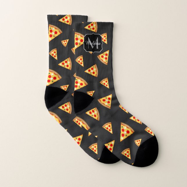 Cool and fun pizza slices pattern Monogram Socks (Pair)