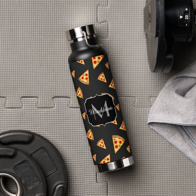 Cool and fun pizza slices pattern Monogram Water Bottle (Gym)
