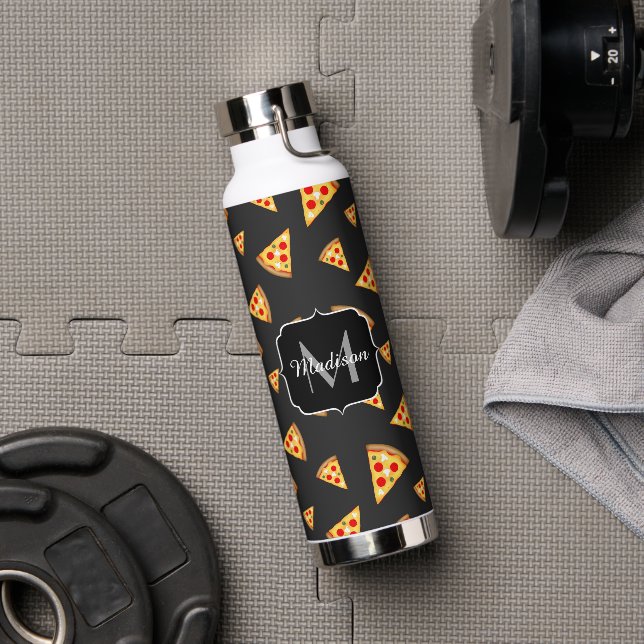 Cool and fun pizza slices pattern Monogram Water Bottle (Gym)