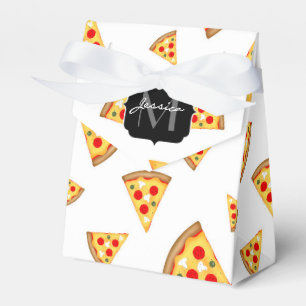 Cool and fun pizza slices pattern Monogram white Favour Box