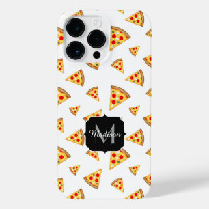 Cool and fun pizza slices pattern Monogram white iPhone 14 Pro Max Case