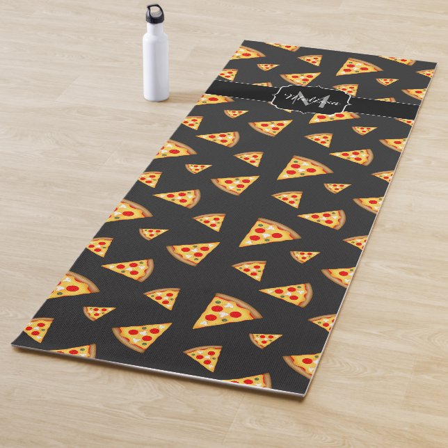 Cool and fun pizza slices pattern Monogram Yoga Mat (In Situ)