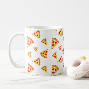 Cool and fun pizza slices pattern on white coffee mug