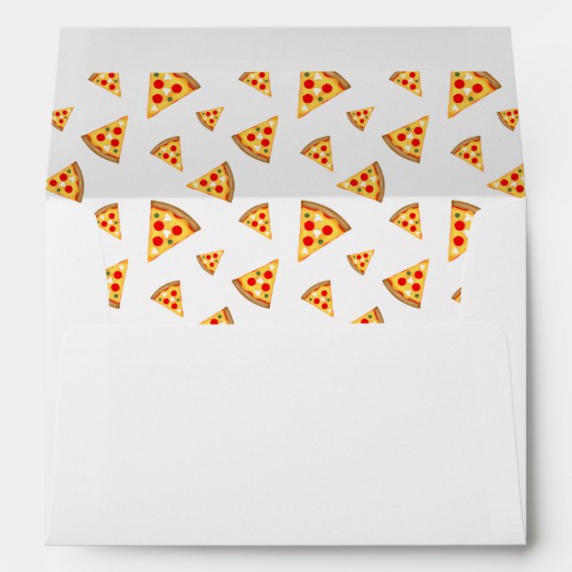 Cool and fun pizza slices pattern on white envelope (Back (Bottom))