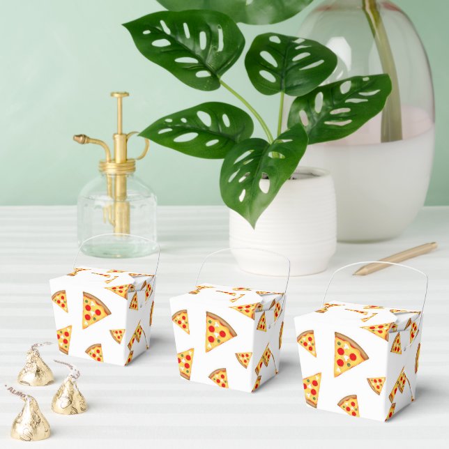 Cool and fun pizza slices pattern on white favour box (Multiple)