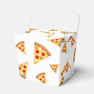 Cool and fun pizza slices pattern on white favour box