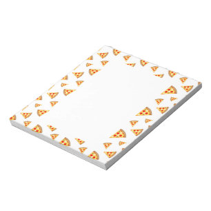 Cool and fun pizza slices pattern on white notepad