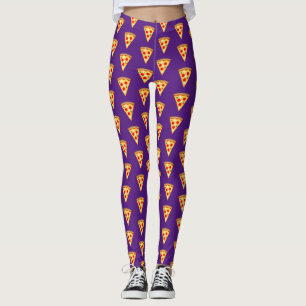 Cool and fun pizza slices pattern purple leggings