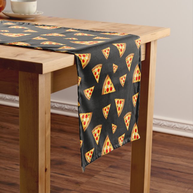Cool and fun pizza slices pattern short table runner (In Situ)