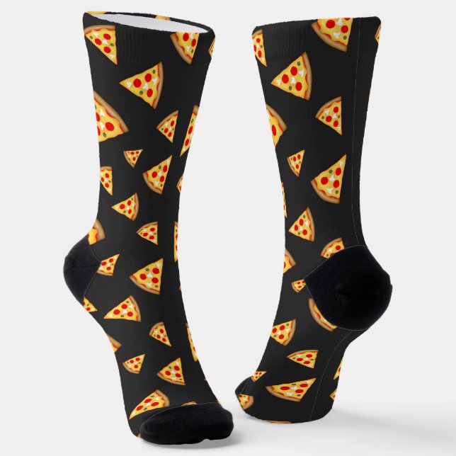 Cool and fun pizza slices pattern socks (Angled)