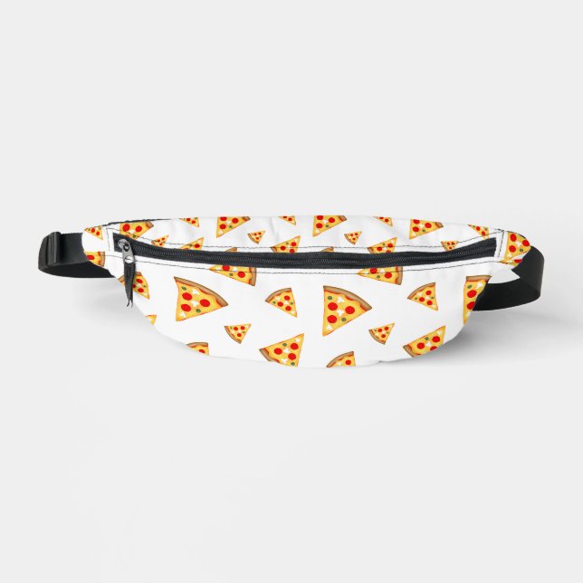 Cool and fun pizza slices pattern white bum bags (Front)