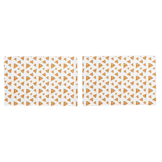Cool and fun pizza slices pattern white pillowcase (Front-Set)