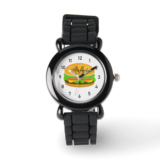 Cool and fun yummy burger Monogram and numbers  Watch (Front)