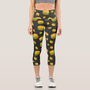 Cool and fun yummy burger pattern capri leggings