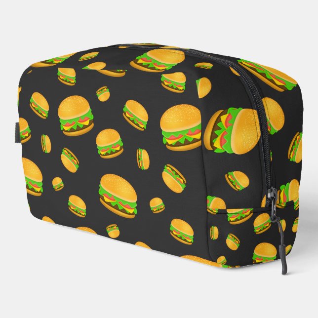 Cool and fun yummy burger pattern dark grey dopp kit (Right Corner)