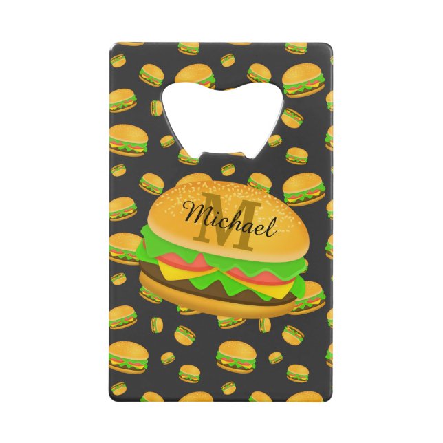 Cool and fun yummy burger pattern Monogram (Front)