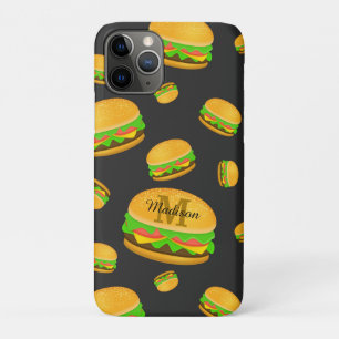 Cool and fun yummy burger pattern Monogram iPhone 11 Pro Case