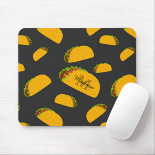 Cool and fun yummy taco pattern Monogram Mouse Pad