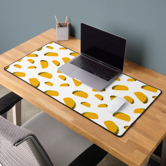 Cool and fun yummy taco pattern on white desk mat (Office 2)