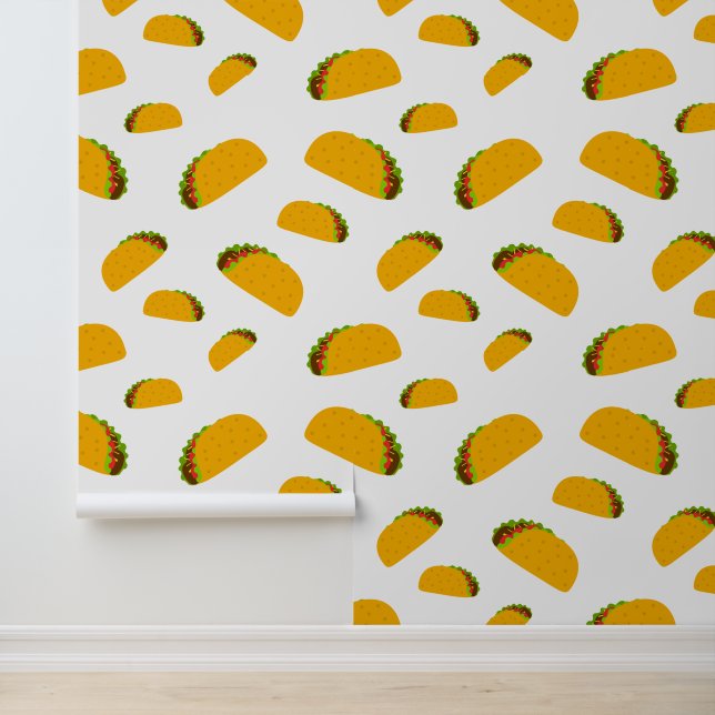 Cool and fun yummy taco pattern white wallpaper (Application)