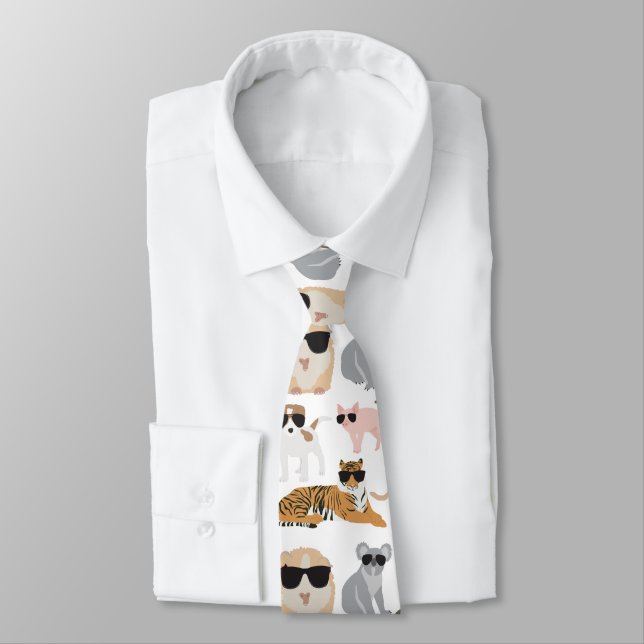 Cool and Funny Animals Wearing Sunglasses Tie (Tied)