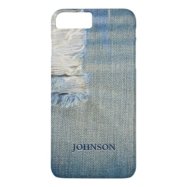 Cool and Funny Blue Jean Threads Custom Monogram Case-Mate iPhone Case (Back)
