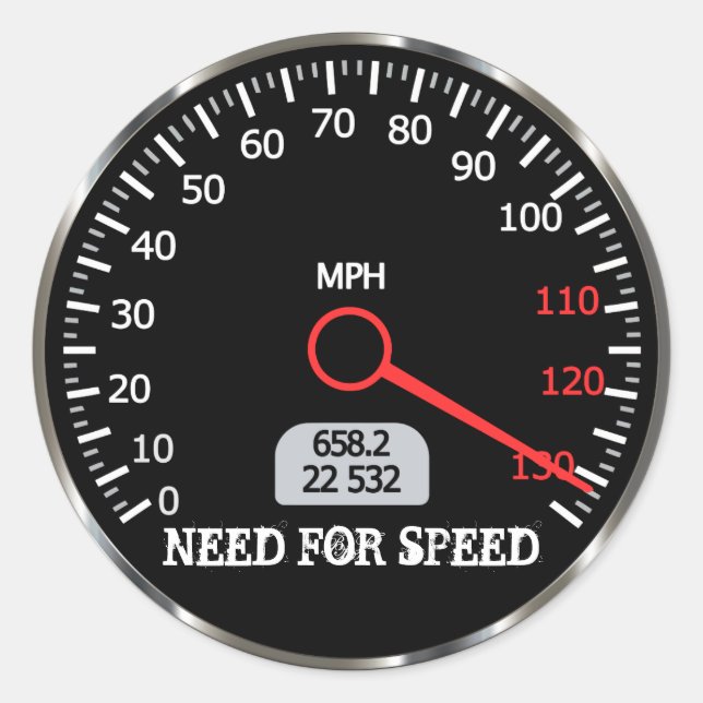 Cool And Funny Car Speedometer Classic Round Sticker (Front)