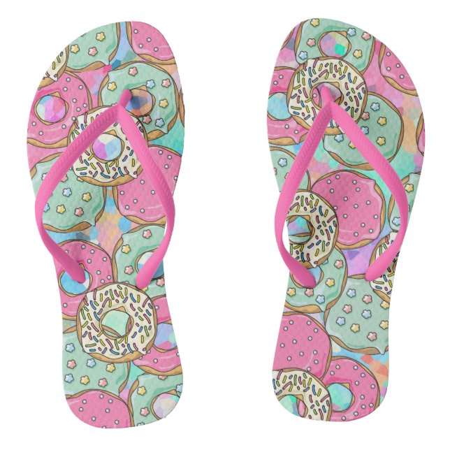 Cool and funny doughnut pattern thongs (Footbed)