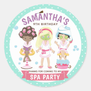 Cool and Girly Spa Party Classic Round Sticker