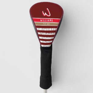 cool and modern dark RED striped golf head cover
