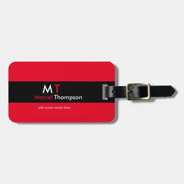 cool and modern elegant travel red luggage tag (Front Horizontal)