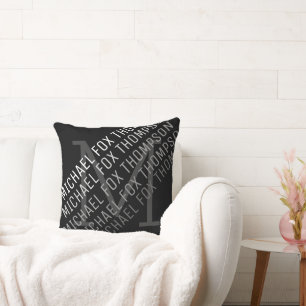 cool and modern monogram on black cushion