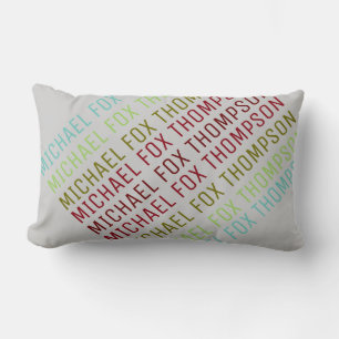 cool and modern, name typography lumbar cushion