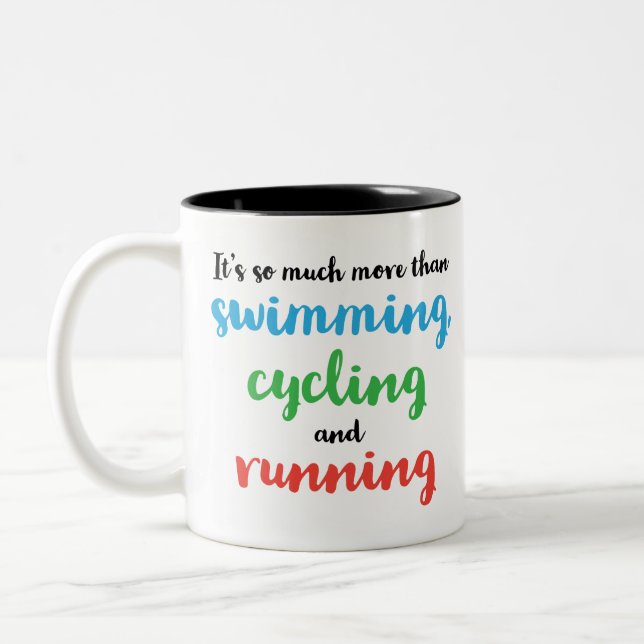 Cool and original design for triathletes Two-Tone coffee mug (Left)