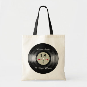 cool and personalised vinyl record tote bag
