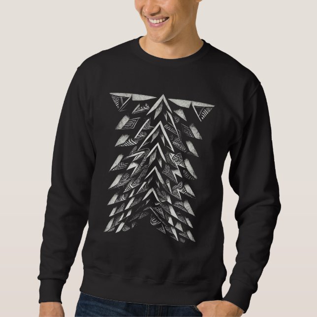 Cool and Rugged Abstract Fishbone Design Sweatshirt (Front)