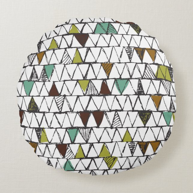 Cool and trendy seamless pattern of hand-drawn doo round cushion (Front)