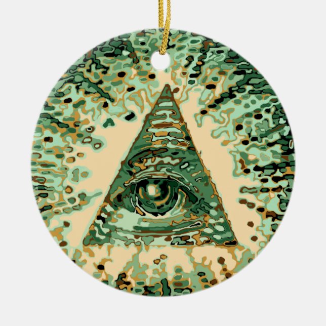 Cool and Unique Camouflage Illuminati Ceramic Ornament (Front)
