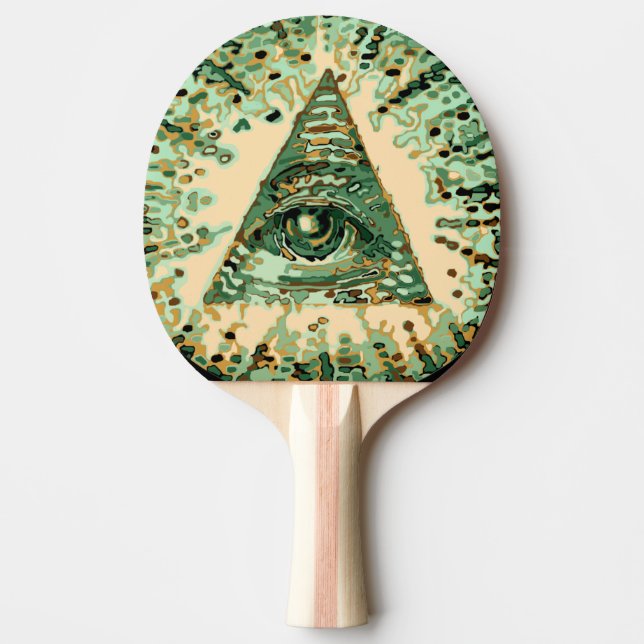 Cool and Unique Camouflage Illuminati Ping Pong Paddle (Front)