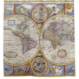 Cool and Unique Vintage Old World Map Shower Curtain