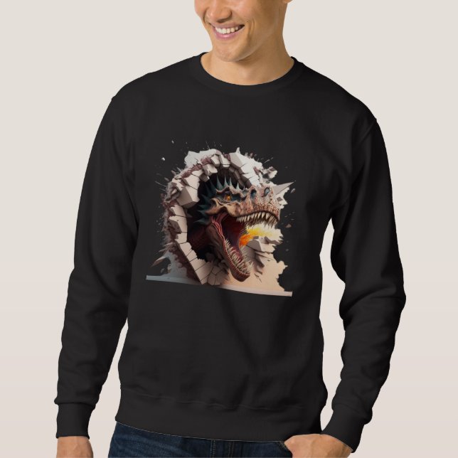 Cool angry dinosaur Tyrannosaurus Rex  4 Sweatshirt (Front)