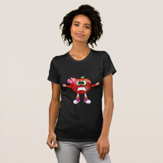 Cool Angry Red Apple Girl Cartoon T-Shirt
